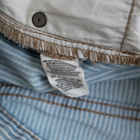 Free People High Rise Jean Shorts Striped Lace Crochet Trim Light Wash - Picture 9 of 9